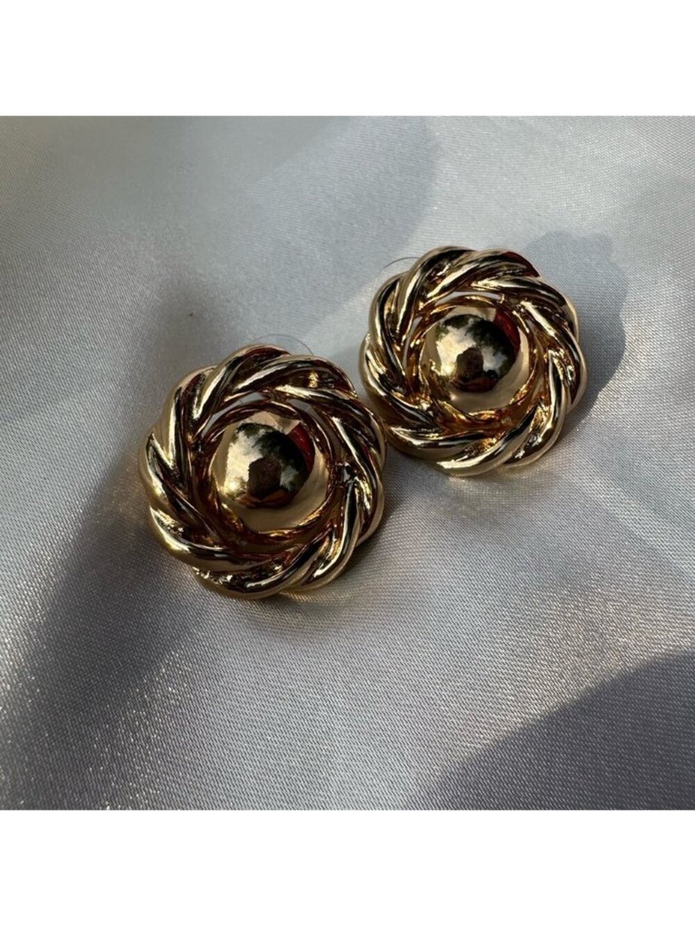 Steel Gold Twisted Earrings